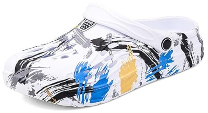 Generisch Chanclas de baño para hombre, sandalias para hombre, zapatos con agujeros, sandalias para el hogar, medio arrastre, tendencia de playa, Blanco, 43 EU