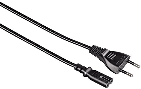 Hama Euro-Netzkabel 2-polig 1,4m, gerade (Eurostecker auf Doppelnut, Netzstecker auf Euro 8 Doppelbuchse) Stromkabel schwarz