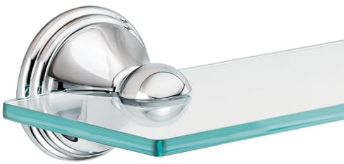 Moen DN8490CH Preston Collection 19.5-Inch Wide x 4-Inch Deep Decorative Glass Bathroom Vanity Shelf, Chrome