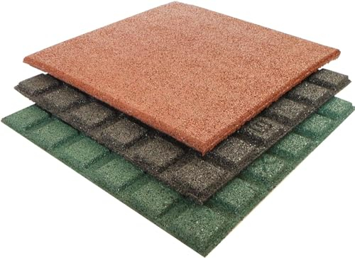 Fallschutzmatte 50 x 50 x 2,5 cm GRÜN Fallschutzplatte Bodenschutzmatte Gummimatte von Gartenwelt Riegelsberger