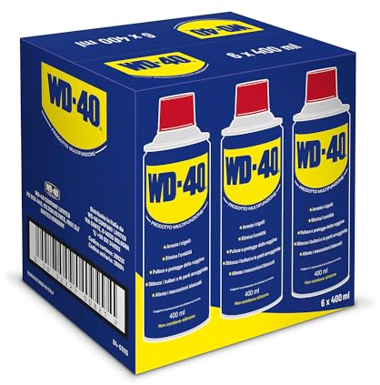 WD-40 - Prodotto Multifunzione - Lubrificante Spray - Elimina i cigolii, sblocca, elimina l’umidità, previene la ruggine - Compatibile con tutti i metalli, plastica e gomma - Senza silicone - 6x400ml