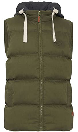 Blend BHJens Herren Weste Steppweste Outdoor Weste mit Kapuze Stehkragen Eingrifftaschen Regular fit, Größe:XL, Farbe:Dusty Green (70595)