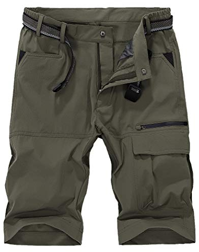 KEFITEVD Kurze Hosen Herren Sommer Arbeits Shorts Wanderhose Cargoshorts Sommer Trekking Hochbelastbar Armeegrün 32