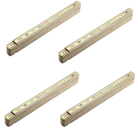 Lot de 4 Adga 230 Compact Edition Naturel Mètre pliant en bois 2 m Discret rouge 180 ° Encadrement droit léger et maniable