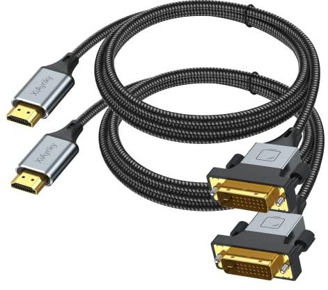 HDMI to DVI Adapter Cable 2-Pack, 6 Ft Bidirectional DVI to HDMI Cord Adapter Male to Male Support 1080P, 3D Comupter,Monitor,Game Console