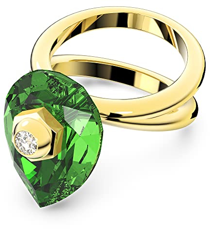 Swarovski Numina Cocktailring, Vergoldeter Damenring mit Grünem Swarovski Kristall