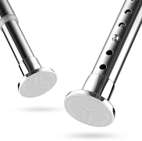 MEISENBERG Duschvorhangstange ohne Bohren 160-210cm, Silber, Ø 25 mm, Teleskop Gardinenstange Klemmen - Teleskopstange für Fenster, Dusche und Trennwand