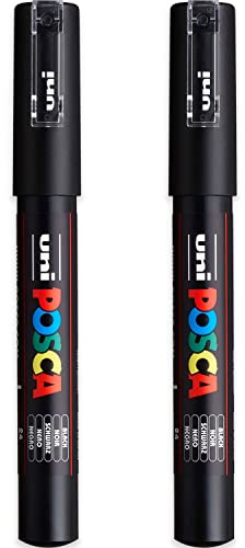 POSCA Lot de 2 marqueurs PC-1MC noir | pointe extra-fine conique