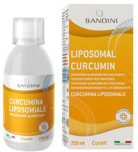 Bandini® Liposomal Curcumin Cureit® 250ml | Vegansk Extrakt från Gurkmeja | 200 mg Liposomalt Kurkumin per dagsdos (25 portioner) | Hög biotillgänglighet och hög styrka | Antiinflammatoriskt
