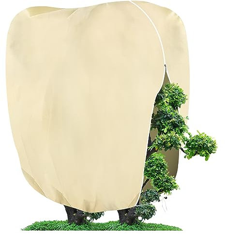 Verdenu 360x250cm Housses de Protection pour Plantes, 80 g/㎡ Sac de Protection pour Plantes avec Fermeture éclair et Cordon de Serrage Protection Contre Le Gel Contre Les la Neige (360 * 250cm)