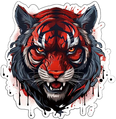 Samunshi Tiger Aufkleber Autoaufkleber für Motorrad Fahrrad Roller oder Auto Sticker Fahrrad MTB Mountainbike Rennrad Grunge Schwarz Rot Graffiti (10x10cm Tiger)