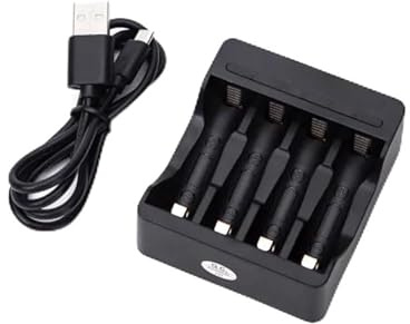 Cargador rápido de Pilas 4 (AA/AAA), Capacidad de Carga rápida y diseño Compacto, Ideal para Uso doméstico y prolongar la duración de Las Pilas.