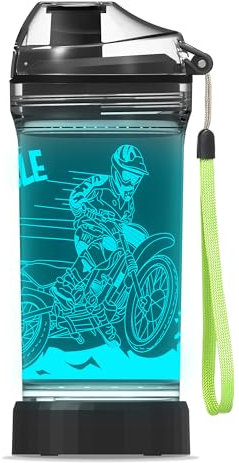 OkiyiD Kinder-Wasserflasche mit 3D-beleuchteten LED-Lichtern, BPA-frei, perfekt für den Schulanfang, Mädchen, Jungen, Kinder, Urlaub, Camping, Picknick-Geschenke, 400 ml (Farbe 5)