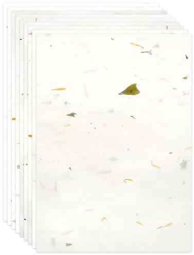 Anvin A4 naturligt mullbärspapper 50 ark synliga löv fiber rispapper utskrivbart decoupage papper ark för att skriva, målning, korttillverkning, gör-det-själv-hantverk (21 x 29,7 cm, halvtransparent