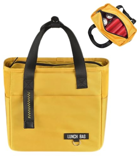 xutong Bolsa Térmica Porta Alimentos 8 LITROS,Hermética e Térmica, Trabajo Almuerzo Hombres Niñas Niños Infantil Frio Calor Aislamiento Bolso de Nevera Portátil, Lunch Box Impermeable（Amarillo）