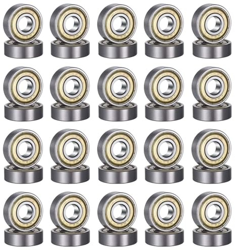 40 Stück 608 ZZ Kugellager, Skateboard Kugellager, Double Shielded Miniatur Rillenkugellager für Skateboard Skates Roller Inline, 8x7x22mm