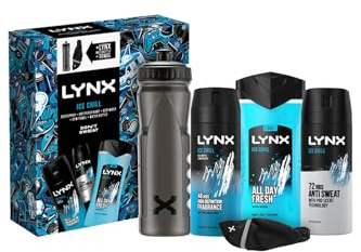 Lynx DON'T SWEAT Ice Chill Collection Body Wash 225 ml, Body Spray 150 ml and Anti-Perspirant 150 ml 3 Pieces Gift Set for Him with Gym Towel & Bottle
