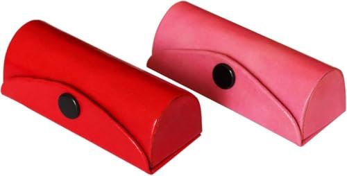 SWACRAFT Set of 2 Leather Lipstick Case Holder - Bag Organizer Purse- Lipstick Holder Red & Pink Lipstick Case Holder with Mirror for Women Girls