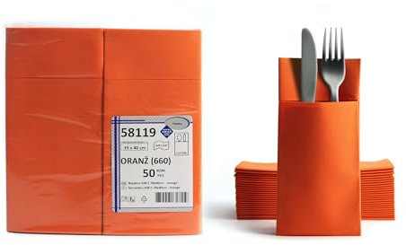 AROBA Pack of 1000 Pre-folded Airlaid Cutlery Napkins - 39 x 40 cm Fabric-Like Disposable Cutlery Bags with Napkin, Robust and Particularly Absorbent - for Catering, Events, Hotel & Party - Orange