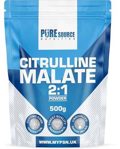 Citrulline Malate Powder 2:1 Non Stim Pre-Workout Supplement, Nitric Oxide Booster Amino Acid Powder L-Citrulline Malate Caffeine Free by Pure Source Nutrition (500g)