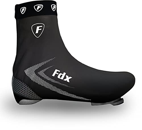 FDX Reflective Cycling Overshoes, Waterproof Bike Shoe Covers, Windproof Lightweight All Season Gaiters for Men and Women - Road Biking, MTB, Hi Viz Accessories Black, XL
