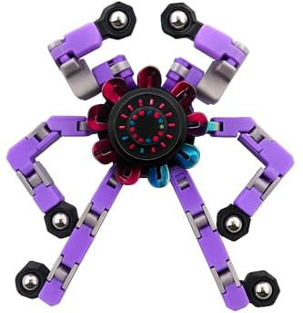 Ranzah Sensory Fidget Hand Spinner ADHD Stress Relief Transformable Robot Fingertip Fun Creative Travel Toy for Kids Teens Adults Mechanical Gyro Birthday Gift (Purple)