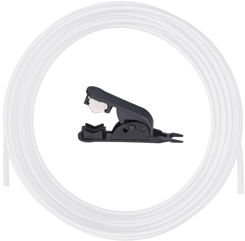 10 meter PTFE-rör med mattkniv, 4 mm x 2,5 mm, ID 2,5 mm × 4 mm OD PTFE-teflonrör för 1,75 mm för Bambu Lab A1/A1 mini/P1P/P1S/X1C, för Creality K1/K1 Max/Ender 3 V3 (vit)