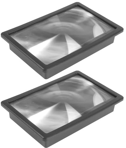 Piezas Lupa Abs Plegable 3D 2 Acrílico de Pantalla de Teléfono Móvil | Amplificador Creativo Negro, Lectura de Prensa y Películas, Soporte Estable para Mayores