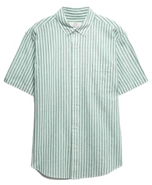 Marks & Spencer Camicia a Maniche Corte Regular Fit in Misto Lino Uomo Verde