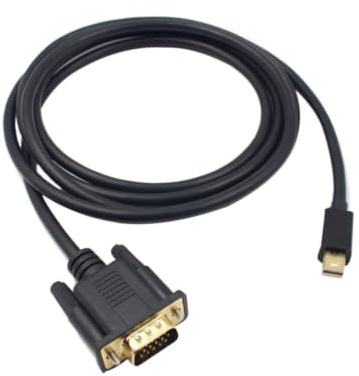 DEEPCRAFF Cable con Alivio de Tensión Moldeado de 1,8m a Vga Mini Puerto de Pantalla Adaptador Chapado en Oro, Resistente la Corrosión para Monitor y HDTV