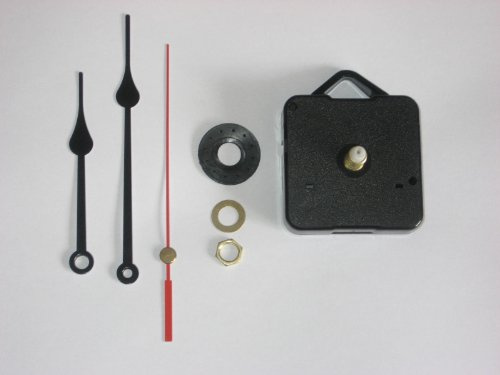 Quartz Clock Quiet Movement (Long Spindle) and hands set (Black, 110mm hands)
