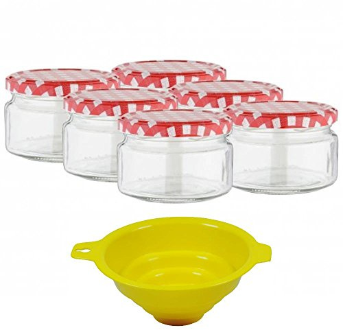 Viva Haushaltswaren – Juego de 6 tarros de Mermelada (250 ml (con Rosca, Incluye un Entrada de Embudo