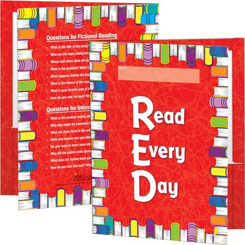 Really Good Stuff Read Every Day Student Folders - Pack of 12, 9? x 12 Laminated 2-Pocket Folders