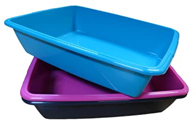 Set of 2 Large Cat Litter Tray Plastic Pet Toilet Kitten Rabbit Training Liter Box 46cm