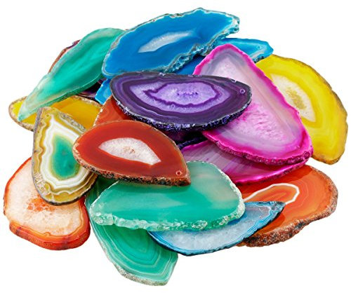 mookaitedecor 10pcs Assorted Agate Slices Pendants for Jewellery Making DIY, Drilled Geode Slice Colourful Crystals and Gemstones Healing Agate Crystal Wind Chime Pendant Large Stone Jewelry Pendants