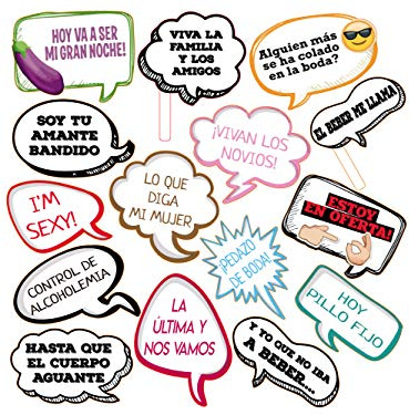 Atrezzo Photocall Frases Graciosas 100x100 cm | Atrezzos Decorativos para Photocalls | Accesorios Divertidos | Complementos para photocall | Set para Bodas, Fiestas, Eventos | Artículos Decorativos