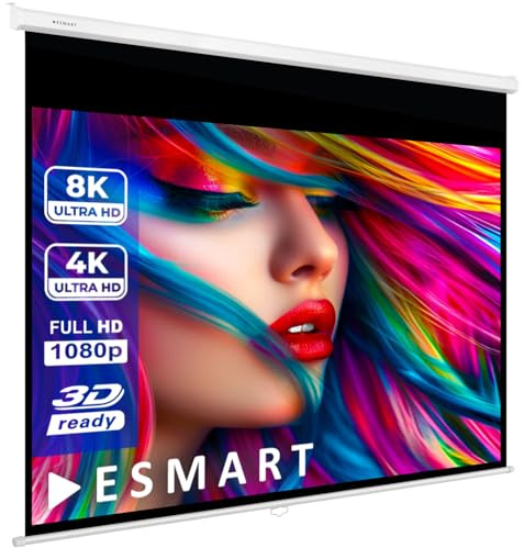 ESMART Professionnel MIROLO Écran de Projection Manuel 187 x 140 cm (92) 4:3 | Écran de projecteur Home cinéma écran Rollo LCD LED