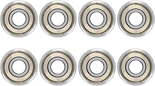 Lager，Skateboardlager 608 ZZ Skateboard-Lager Longboard-Rollschuhlager 608 Kugellager, doppelt geschirmt, Silber, 8er-Pack