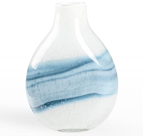 Torre & Tagus Andrea Vase en Verre coloré Blanc – 28 cm de Haut pour Salon, Bureau à Domicile, décoration côtière
