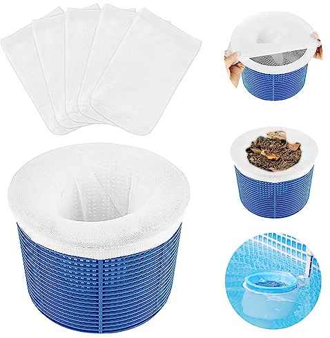 OFFCUP Pool Skimmer Socks, 12pcs Pool Filter Saver Socks, Skimmer Socks Nylon Fabric Filters Pool Basket Socks Pool Skimmer Filter for Above-Ground Pools with Frame Pool or Fast Set (White)