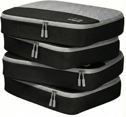 Dot&Dot Large Packing Cubes for Travel - Durable Mesh & Honeycomb Fabric Suitcase Organizer with Zipper Closure, Lightweight Expandable Clothes Bags for Carry On Luggage, 4 Pack Set