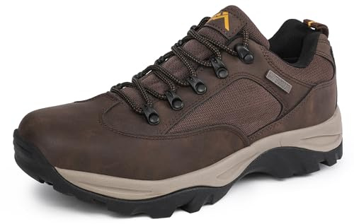 CC-Los Men's Waterproof Walking Shoes Slip Resistant Hiking Shoes Durable Rubber Sole Outdoor Trekking Daily Work Brown Size 6-12.5