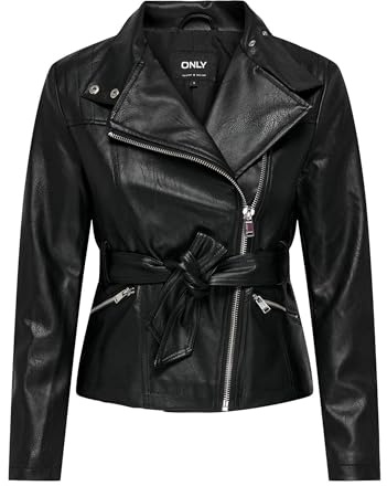 ONLY Onlmanilla-Biker in Finta Pelle, Colore: Otw Giacca da Motociclista, Nero, XL Donna