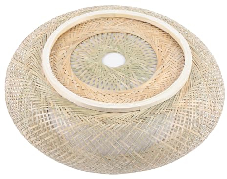 Deckenlampe Korb-Lampe,Vintage Rattan Lampe Hängelampe Schlafzimmer Deckenleuchte Korb Lampenschirm - Hängend Korblampe Pendelleuchte Esstischlampe Wohnzimmerlampe für Küche Flur Esstisch, E27