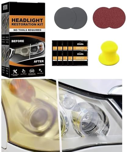Rinnova Fari Auto Kit di Riparazione Fari per Ripristino Fanali Kit Lucida Fari per Riparazione di Ingiallimento/Graffi/Sfocatura/Crepe per Auto o Moto, Kit rinnova fari Auto Completo (2 Sets)