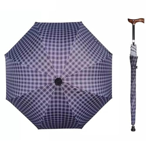 Wzmazingly Paraguas De Bastón Para Caminar, 5 Alturas Ajustables 2-en-1 Bastón Paraguas Bastón, A Prueba De Viento Bastón Parasol Para Escalada Senderismo(Blue)