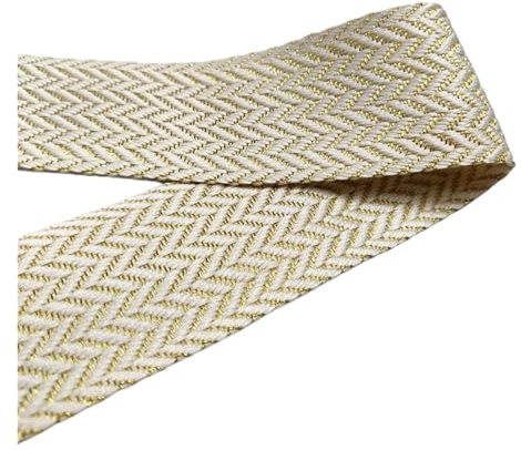 QSCTYG 1 meter bomullsguldtråd 40 mm bred tejp tunt och mjukt sömnadsmaterial för väska bälte gör-det-själv kläder band dekor hantverk (guld beige)