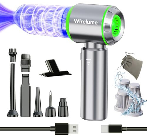 Wirelume Handstaubsauger fürs Auto, kabellos leistungsstark 25,000 Pa Starke Zyklon-Saugleistung bürstenloser Motor, tragbar, wiederaufladbar, leicht, für Tierhaare, Fahrzeuge, Homeoffice