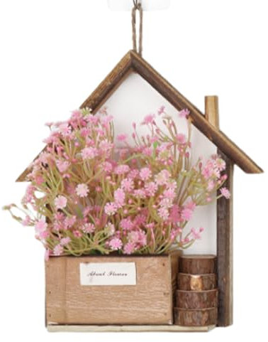 Zestivra Wand-Pflanzgefäß – Wand-Blumentopf, Hängevase aus Holz | Moderne Wanddekoration aus Holz im Landhausstil, zum Aufhängen in Hausform für Trockenblumen