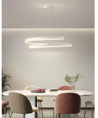 Chao Zan Lampadario LED a Spirale Moderno, 35W, D50cm, 3 Temperature di Colore 3000K/4500K/6000K, Lampada a Sospensione per Interni camera da letto, cucina, ufficio (Bianco: senza palla)